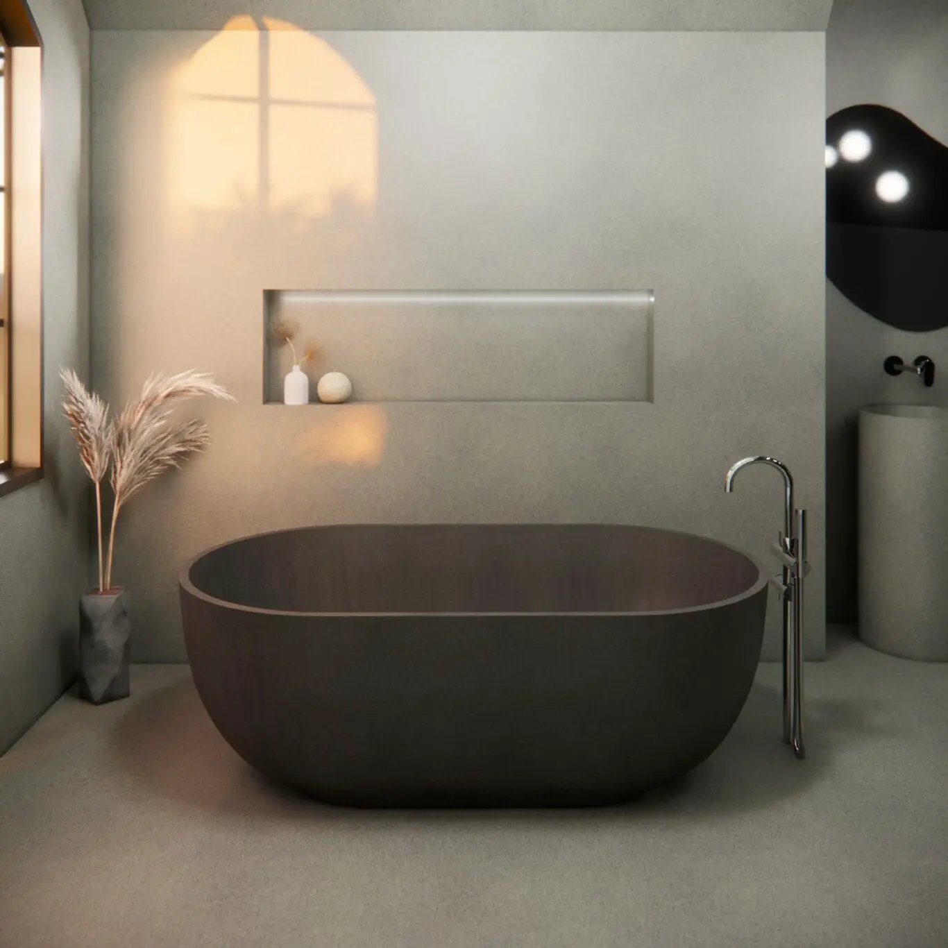 Balux Ola 66 Oval Concrete Freestanding Bathtub by Balux