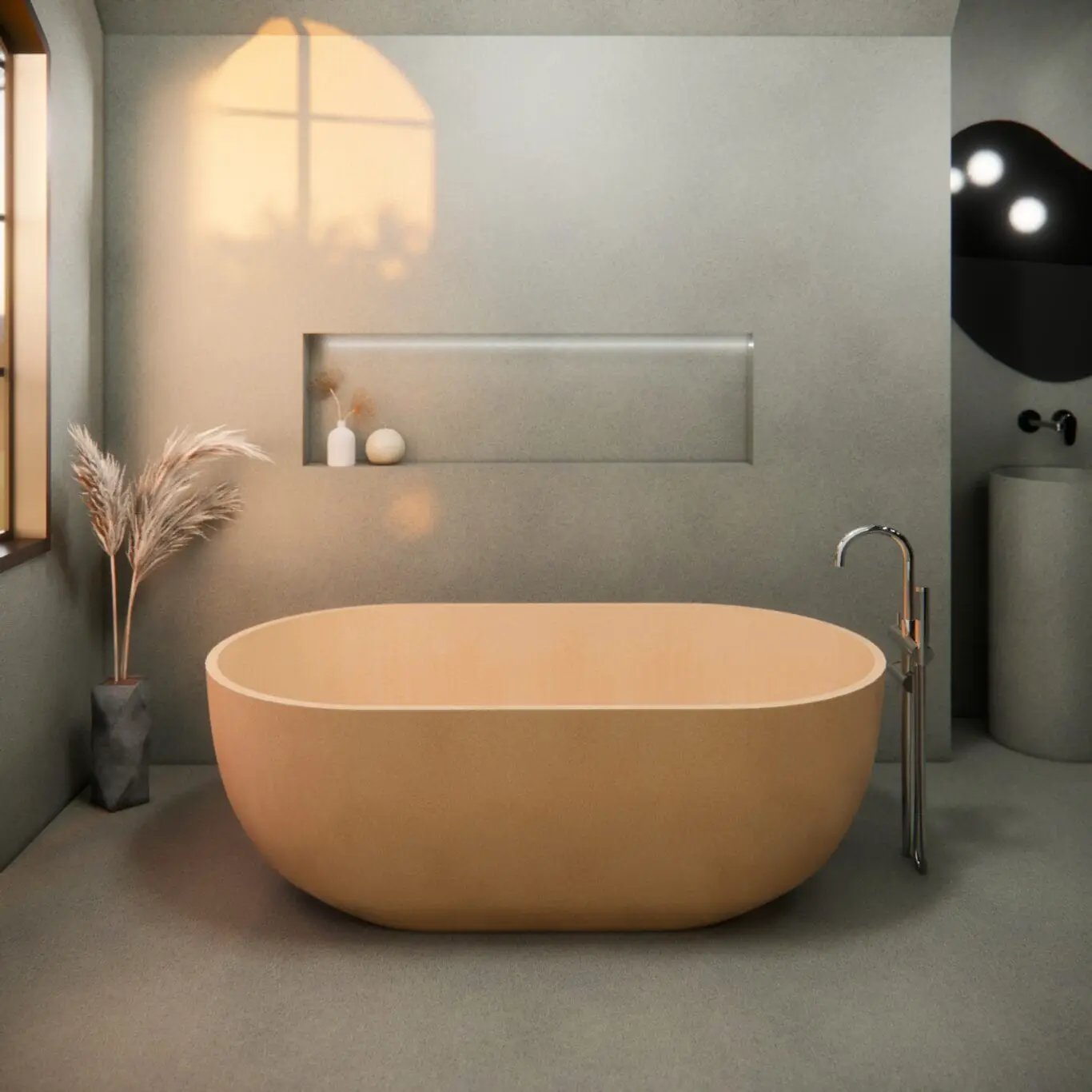 Balux Ola 66 Oval Concrete Freestanding Bathtub by Balux