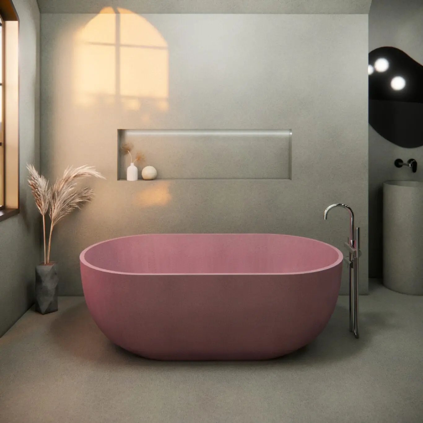 Balux Ola 66 Oval Concrete Freestanding Bathtub by Balux