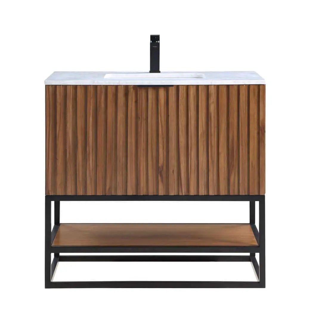 Bemma Terra 36" Single Bathroom Vanity Set Walnut with Matte Black by Bemma