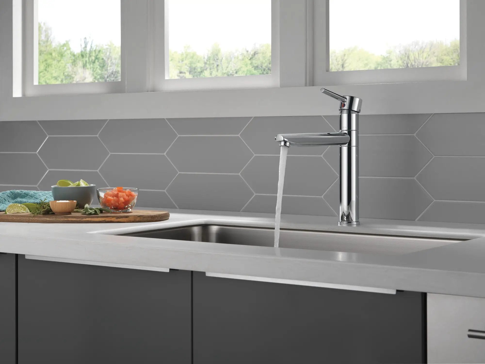 chrome kitchen faucet