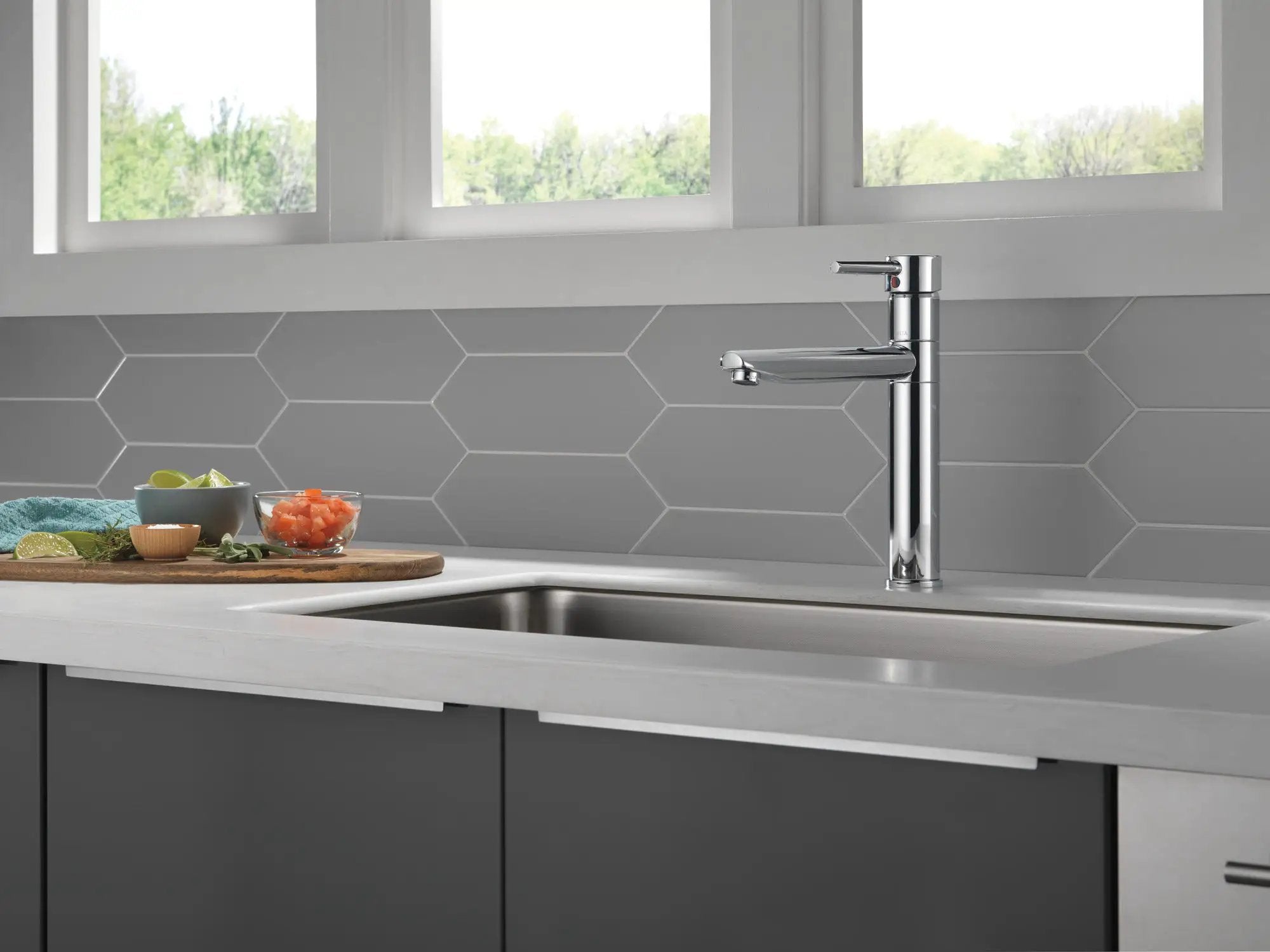 chrome kitchen faucet