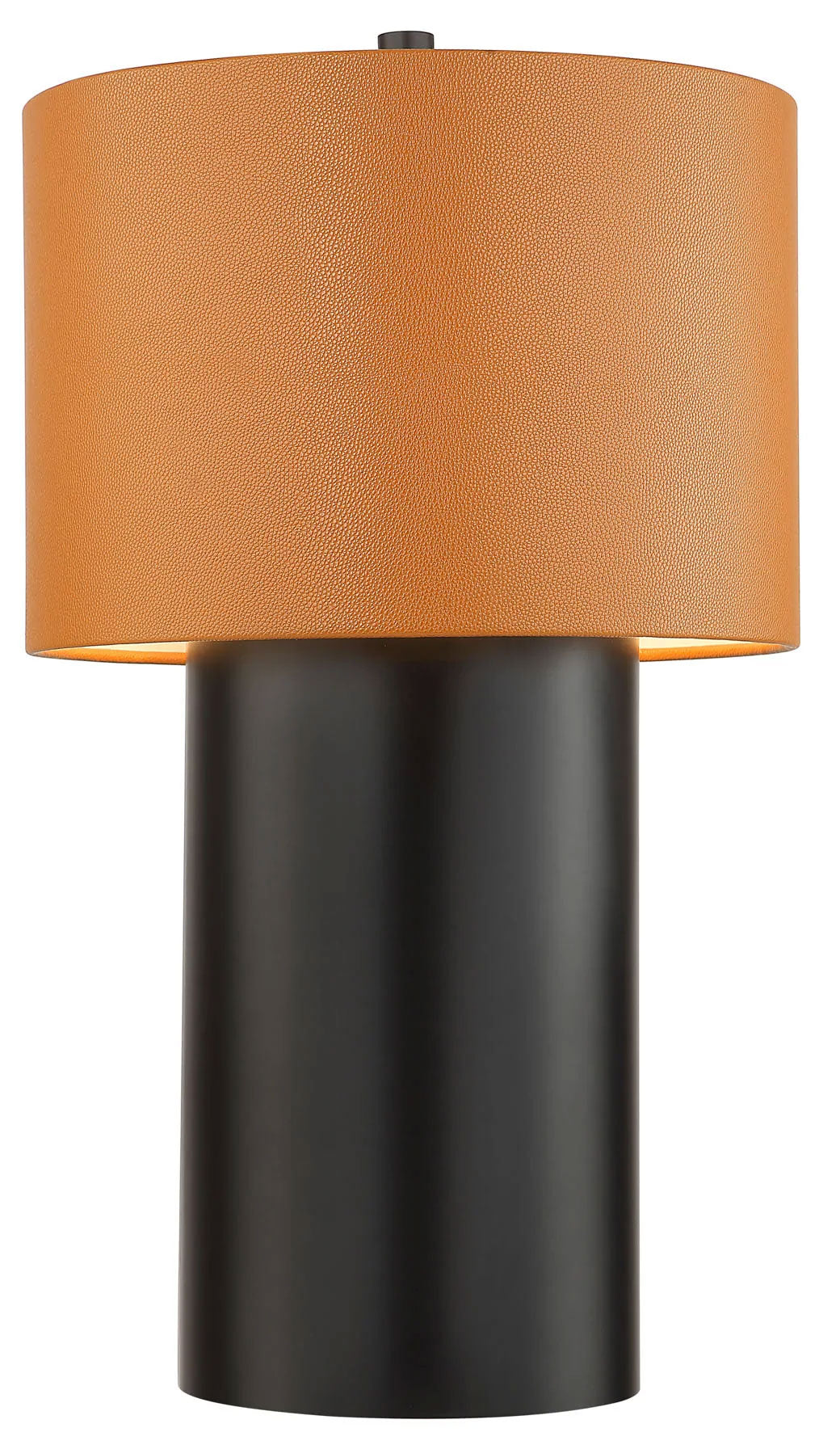 black/camel leather table lamp