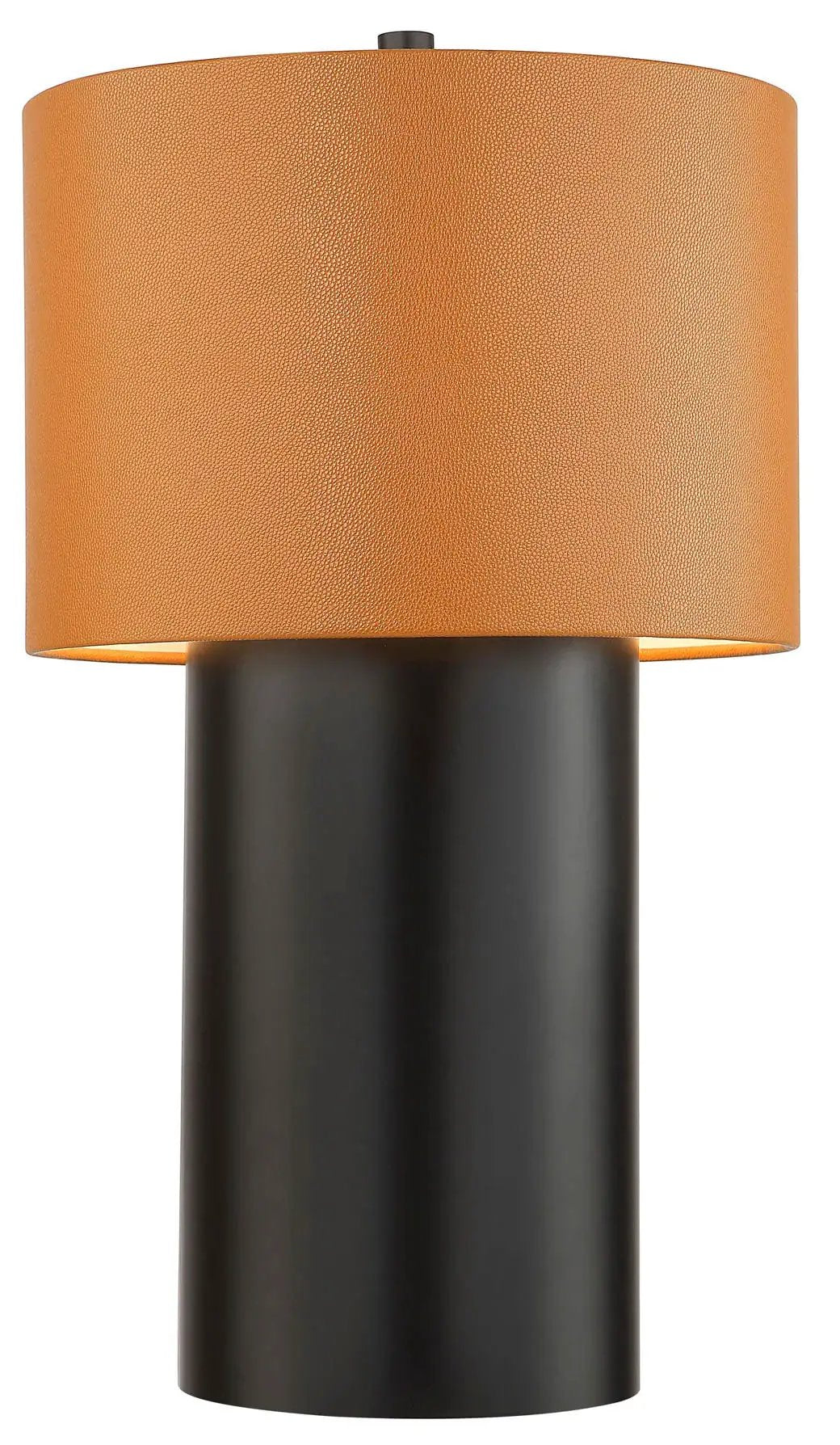 black/camel leather table lamp