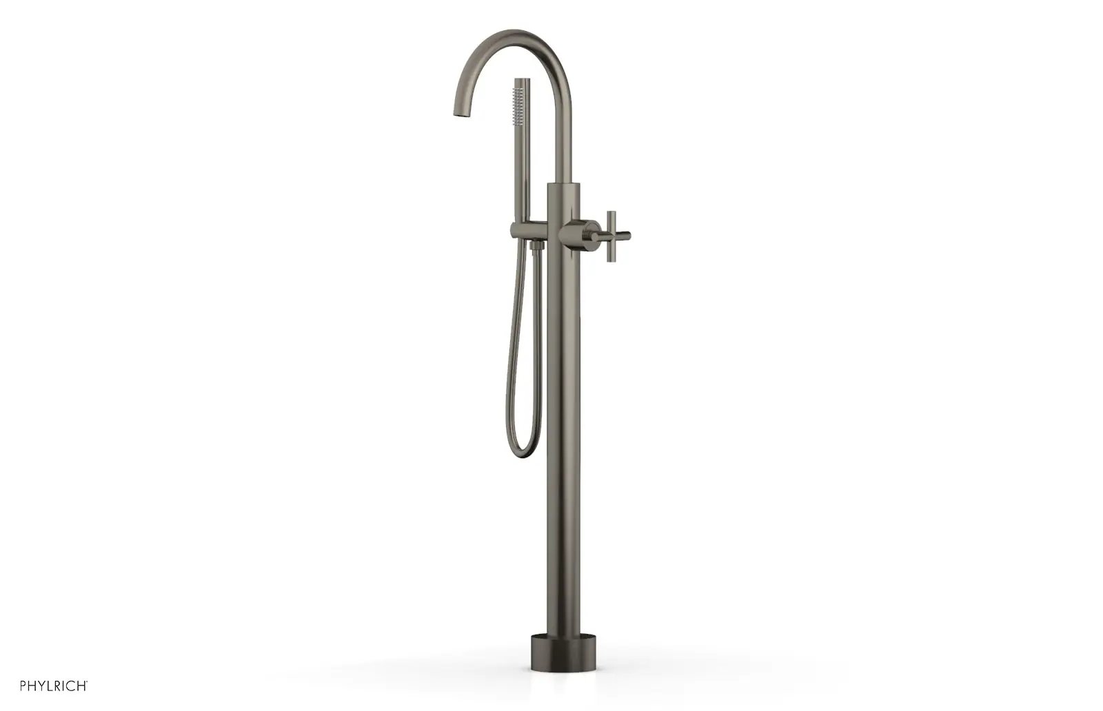 Phylrich TRANSITION Tall Floor Mount Tub Filler - Cross Handle with Hand Shower by Phylrich