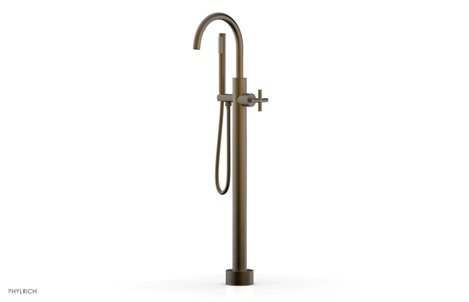 Phylrich TRANSITION Tall Floor Mount Tub Filler - Cross Handle with Hand Shower by Phylrich