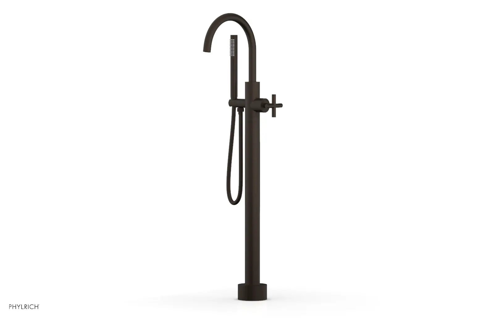 Phylrich TRANSITION Tall Floor Mount Tub Filler - Cross Handle with Hand Shower by Phylrich
