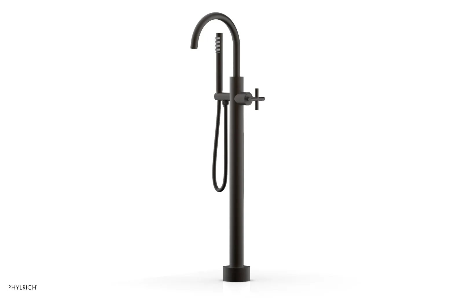 Phylrich TRANSITION Tall Floor Mount Tub Filler - Cross Handle with Hand Shower by Phylrich