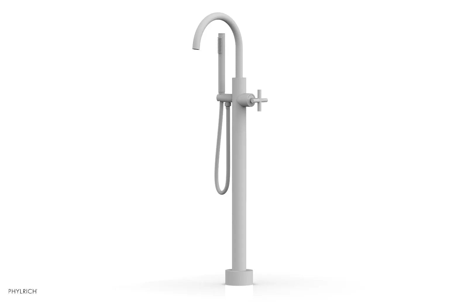 Phylrich TRANSITION Tall Floor Mount Tub Filler - Cross Handle with Hand Shower by Phylrich