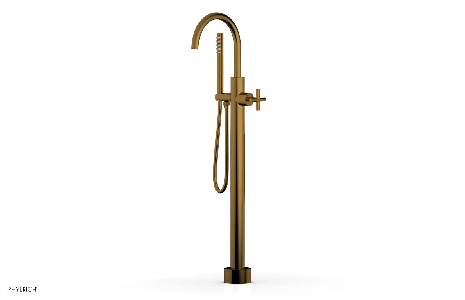 Phylrich TRANSITION Tall Floor Mount Tub Filler - Cross Handle with Hand Shower by Phylrich