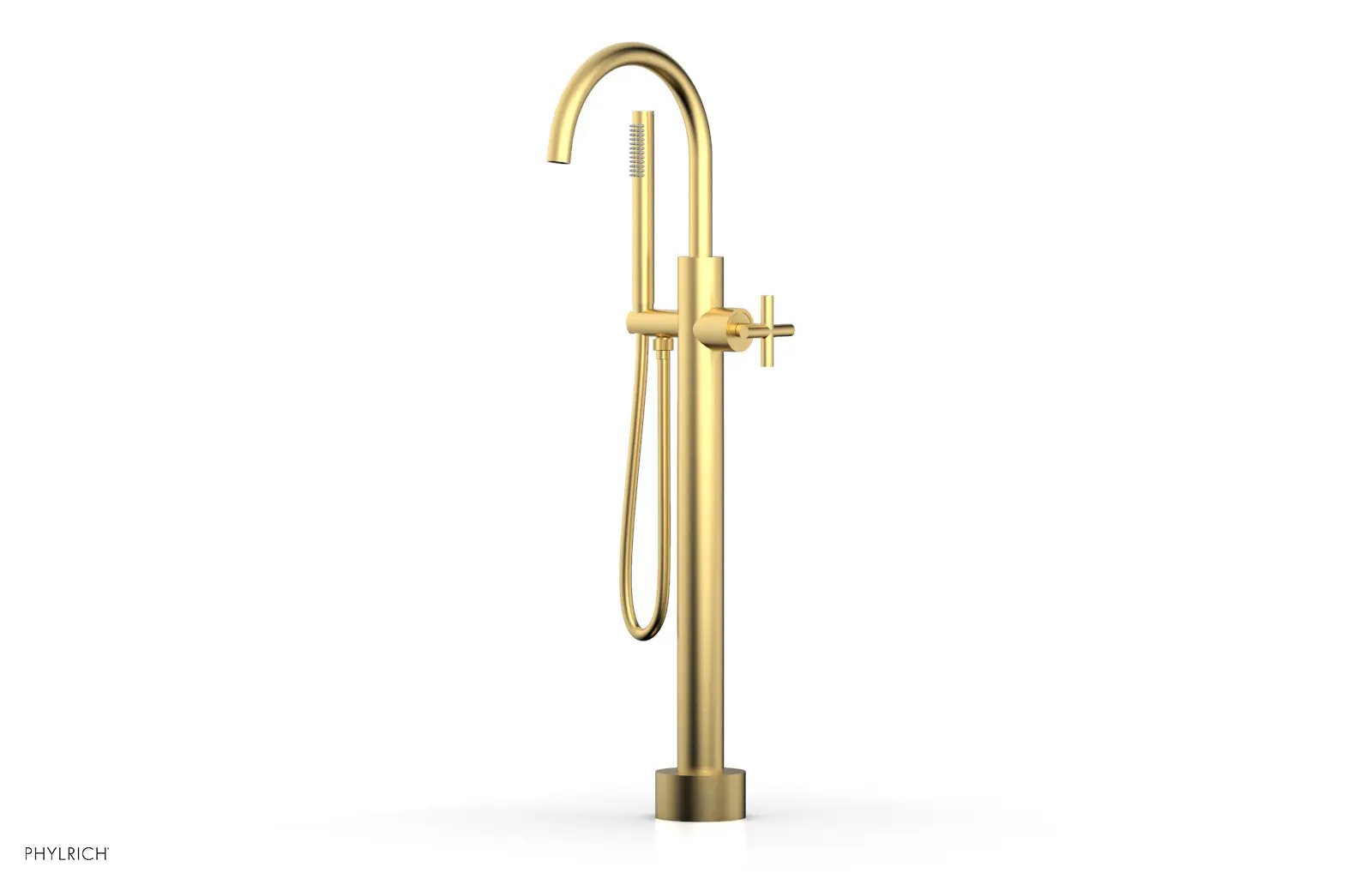 Phylrich TRANSITION Low Floor Mount Tub Filler - Cross Handle with Hand Shower by Phylrich