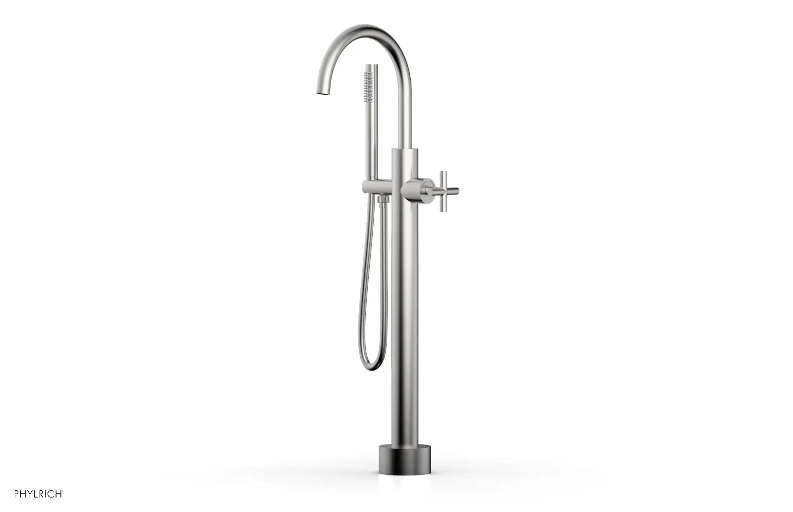 Phylrich TRANSITION Low Floor Mount Tub Filler - Cross Handle with Hand Shower by Phylrich