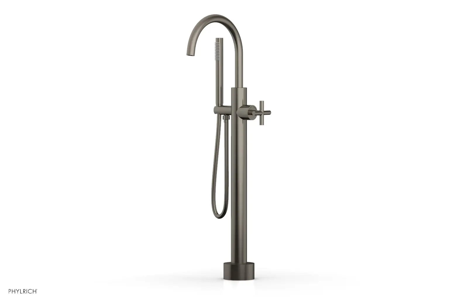 Phylrich TRANSITION Low Floor Mount Tub Filler - Cross Handle with Hand Shower by Phylrich