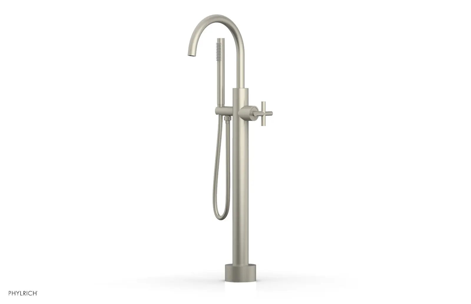 Phylrich TRANSITION Low Floor Mount Tub Filler - Cross Handle with Hand Shower by Phylrich