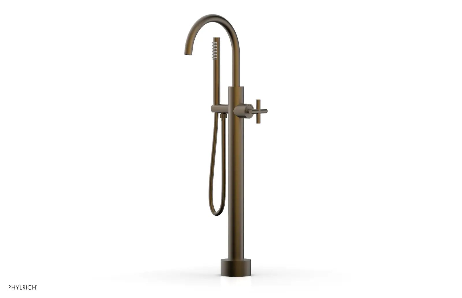 Phylrich TRANSITION Low Floor Mount Tub Filler - Cross Handle with Hand Shower by Phylrich