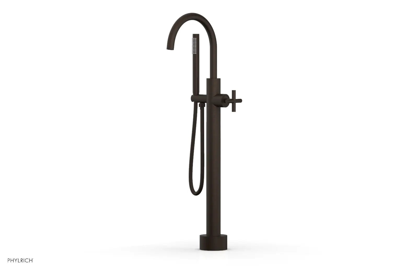 Phylrich TRANSITION Low Floor Mount Tub Filler - Cross Handle with Hand Shower by Phylrich