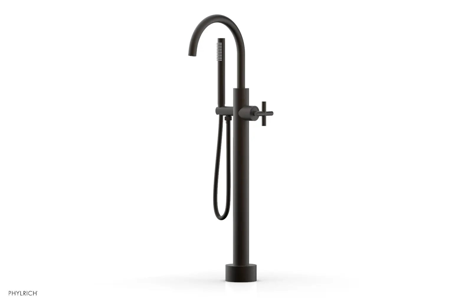 Phylrich TRANSITION Low Floor Mount Tub Filler - Cross Handle with Hand Shower by Phylrich