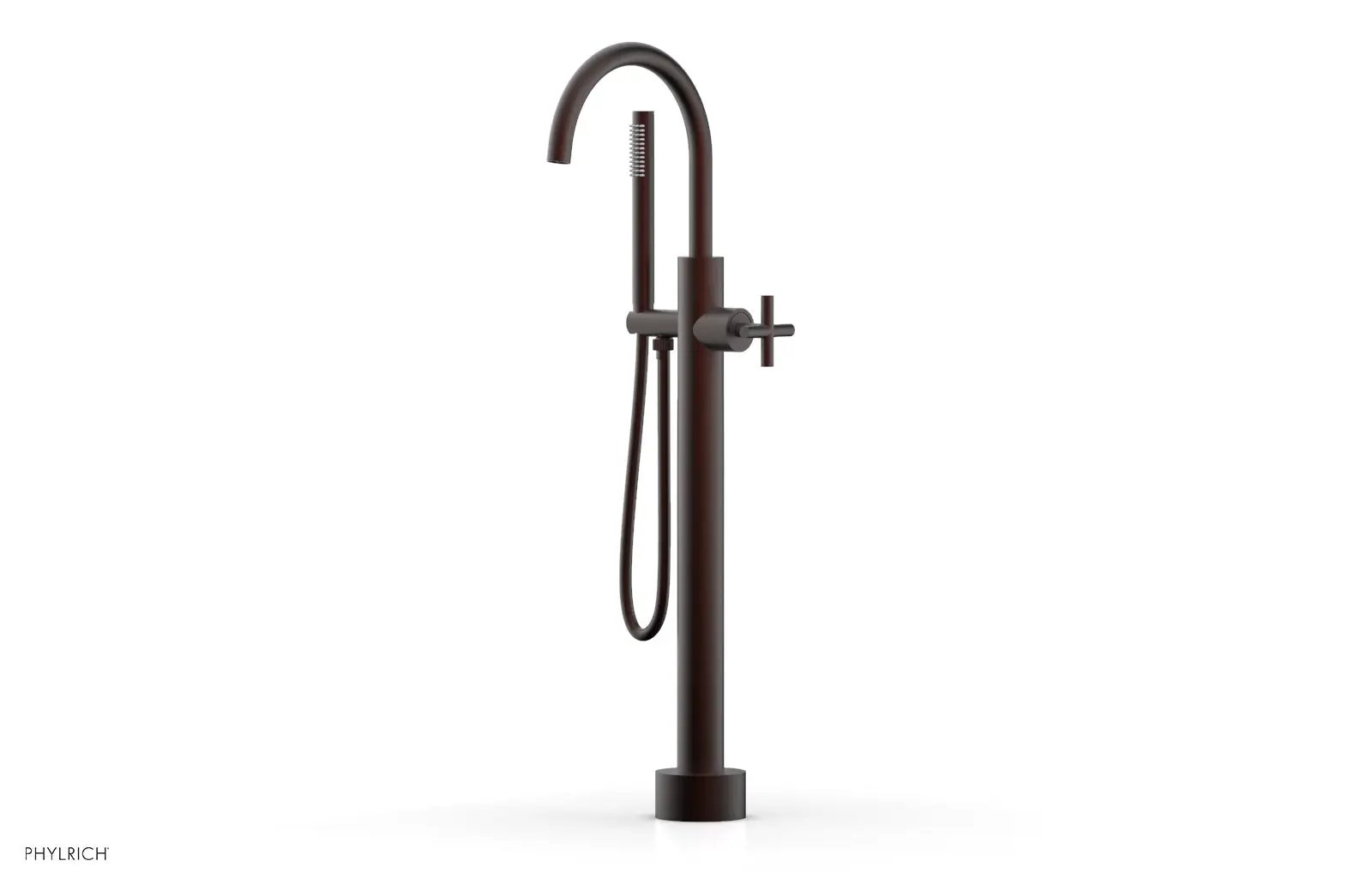Phylrich TRANSITION Low Floor Mount Tub Filler - Cross Handle with Hand Shower by Phylrich