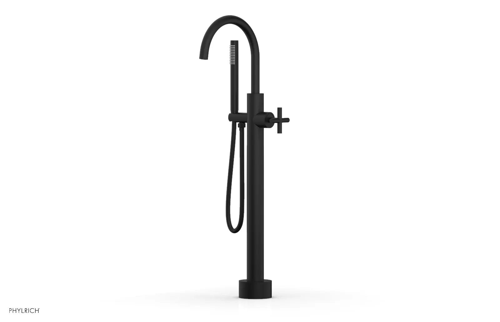 Phylrich TRANSITION Low Floor Mount Tub Filler - Cross Handle with Hand Shower by Phylrich