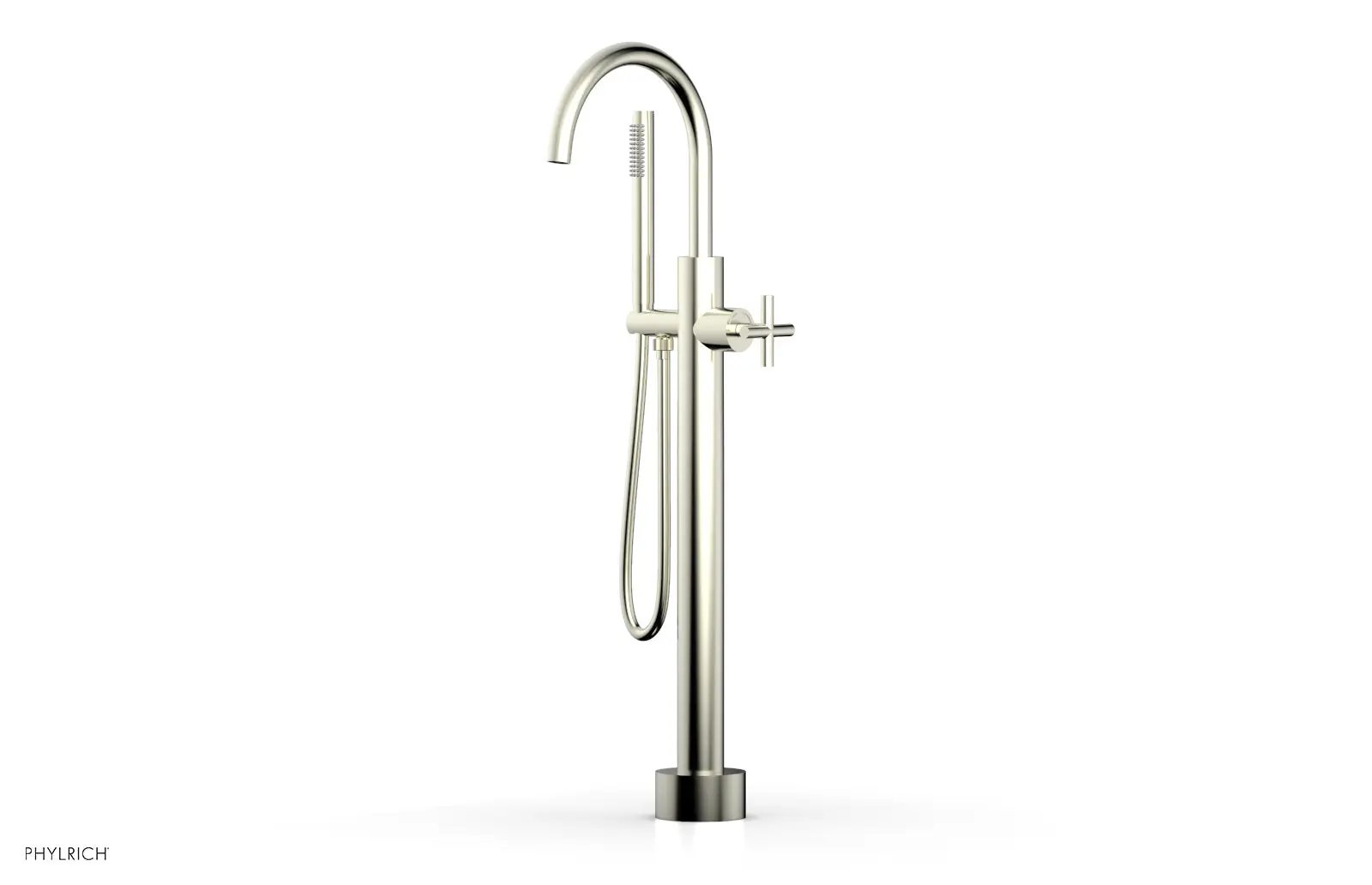Phylrich TRANSITION Low Floor Mount Tub Filler - Cross Handle with Hand Shower by Phylrich
