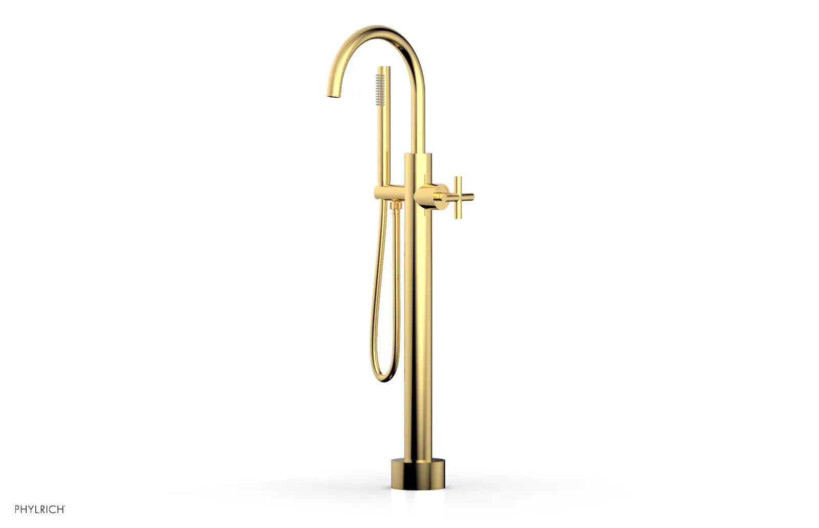 Phylrich TRANSITION Low Floor Mount Tub Filler - Cross Handle with Hand Shower by Phylrich