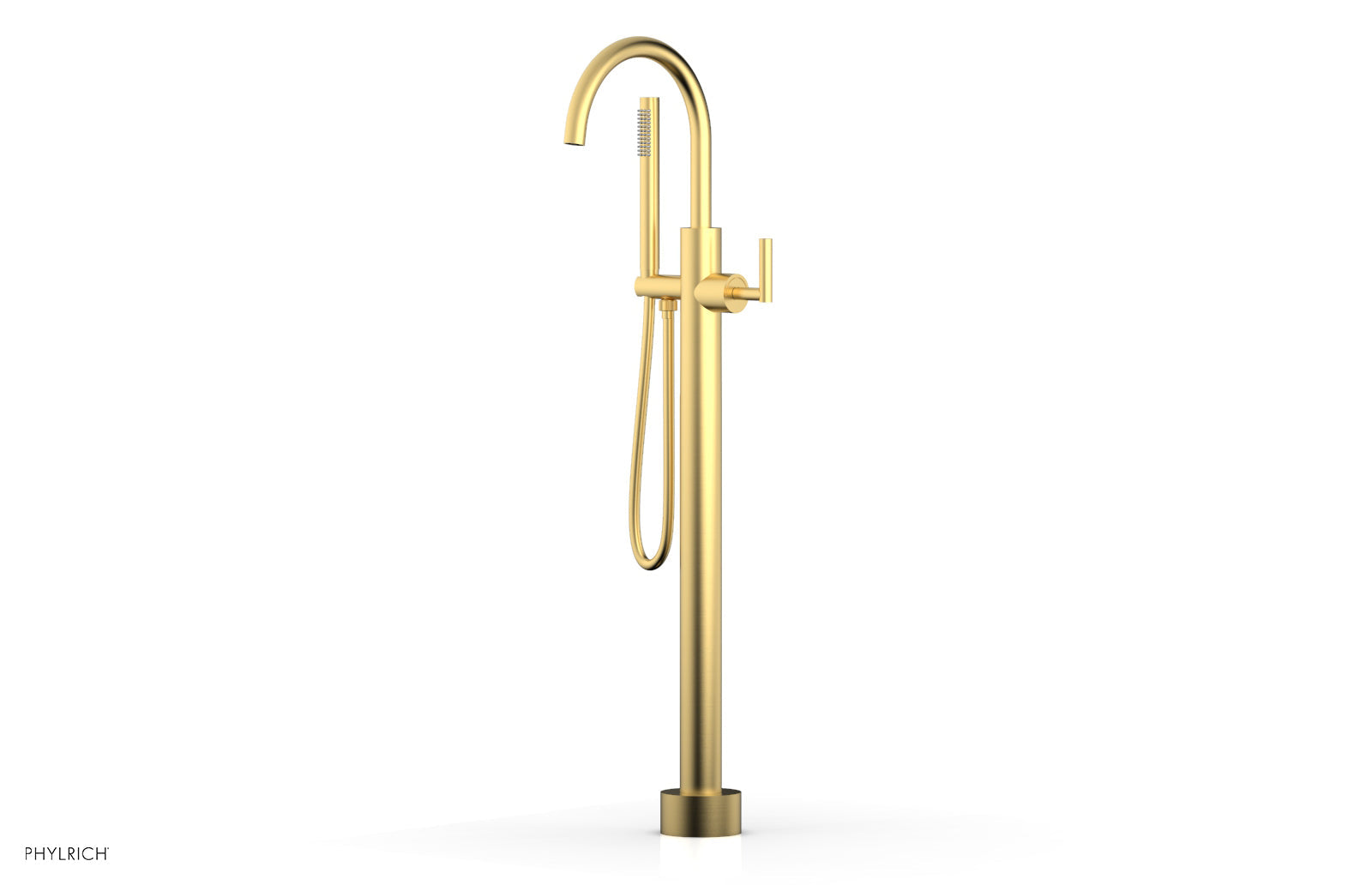 Phylrich TRANSITION Tall Floor Mount Tub Filler - Lever Handle with Hand Shower
