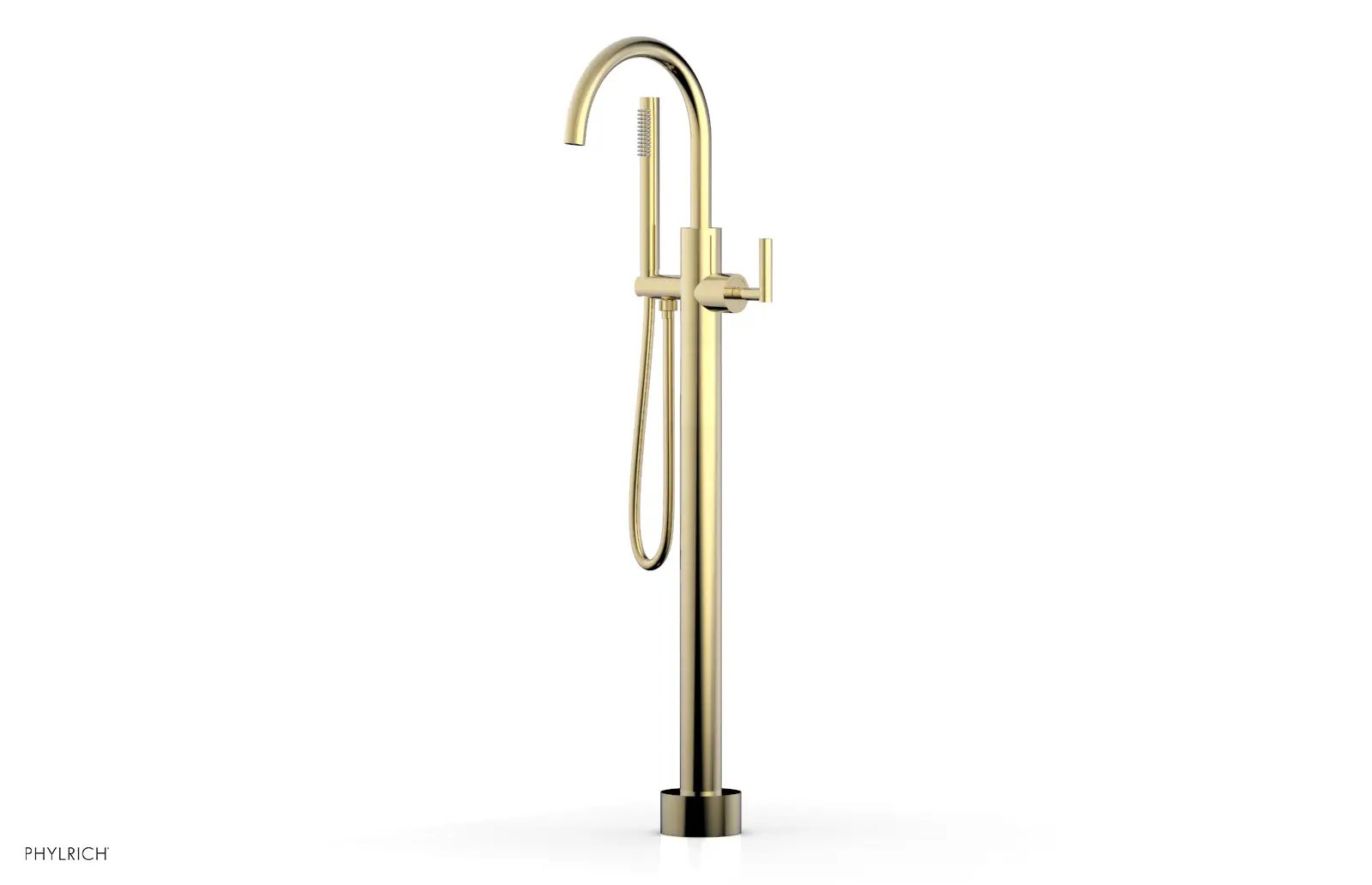 Phylrich TRANSITION Tall Floor Mount Tub Filler - Lever Handle with Hand Shower by Phylrich