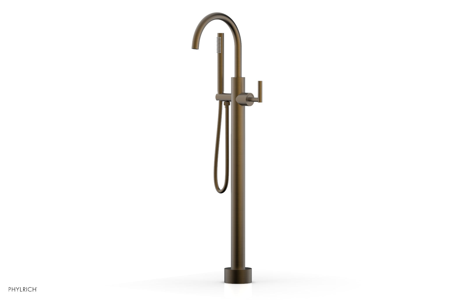 Phylrich TRANSITION Tall Floor Mount Tub Filler - Lever Handle with Hand Shower