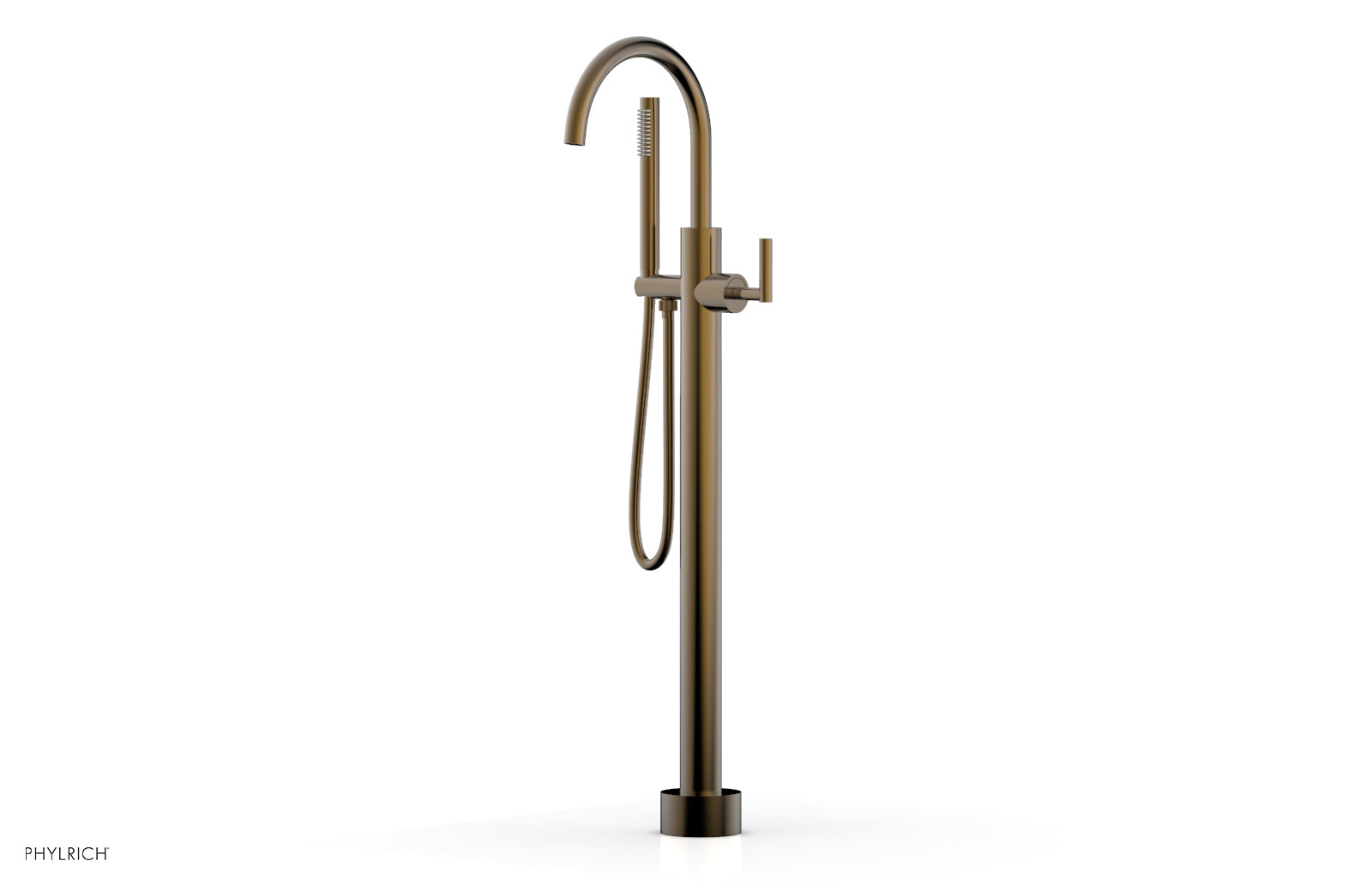 Phylrich TRANSITION Tall Floor Mount Tub Filler - Lever Handle with Hand Shower