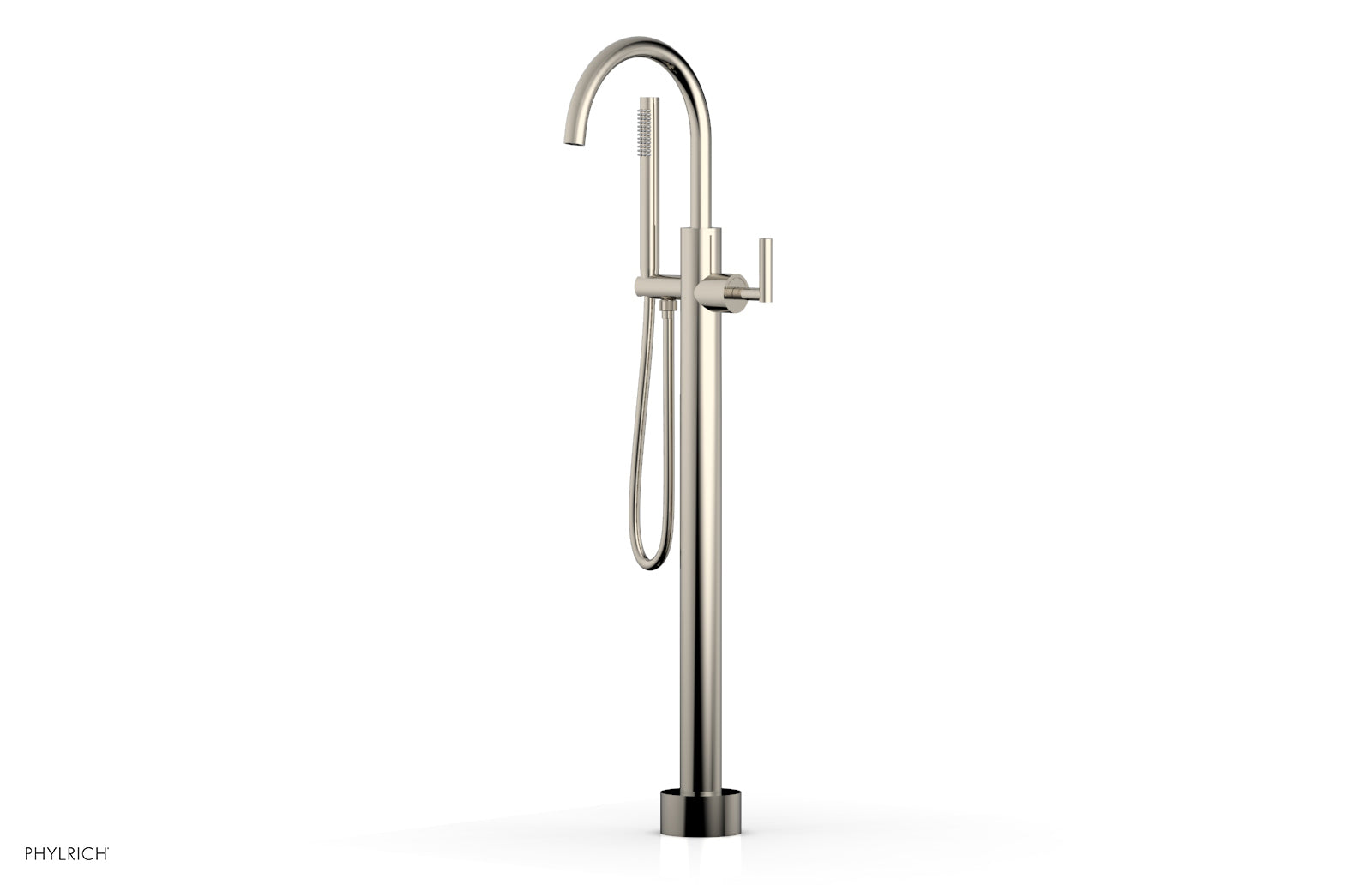 Phylrich TRANSITION Tall Floor Mount Tub Filler - Lever Handle with Hand Shower