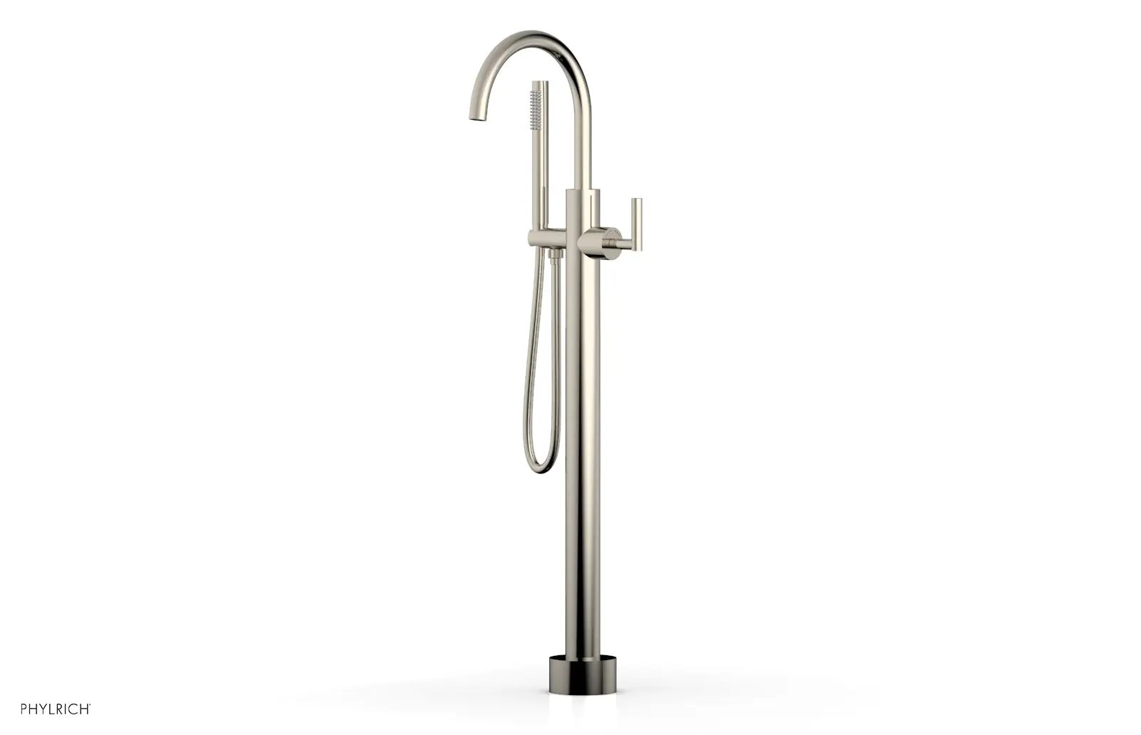 Phylrich TRANSITION Tall Floor Mount Tub Filler - Lever Handle with Hand Shower by Phylrich