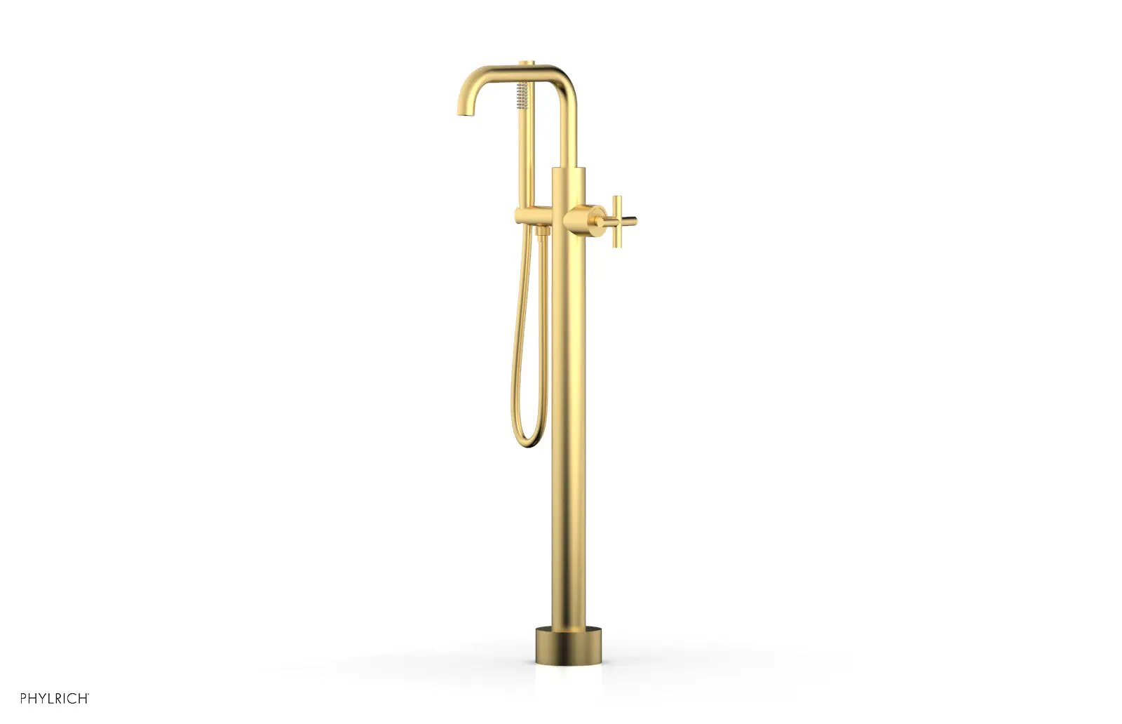 Phylrich TRANSITION Tall Floor Mount Tub Filler - Cross Handle with Hand Shower by Phylrich
