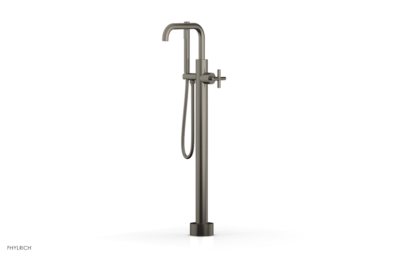 Phylrich TRANSITION Tall Floor Mount Tub Filler - Cross Handle with Hand Shower by Phylrich