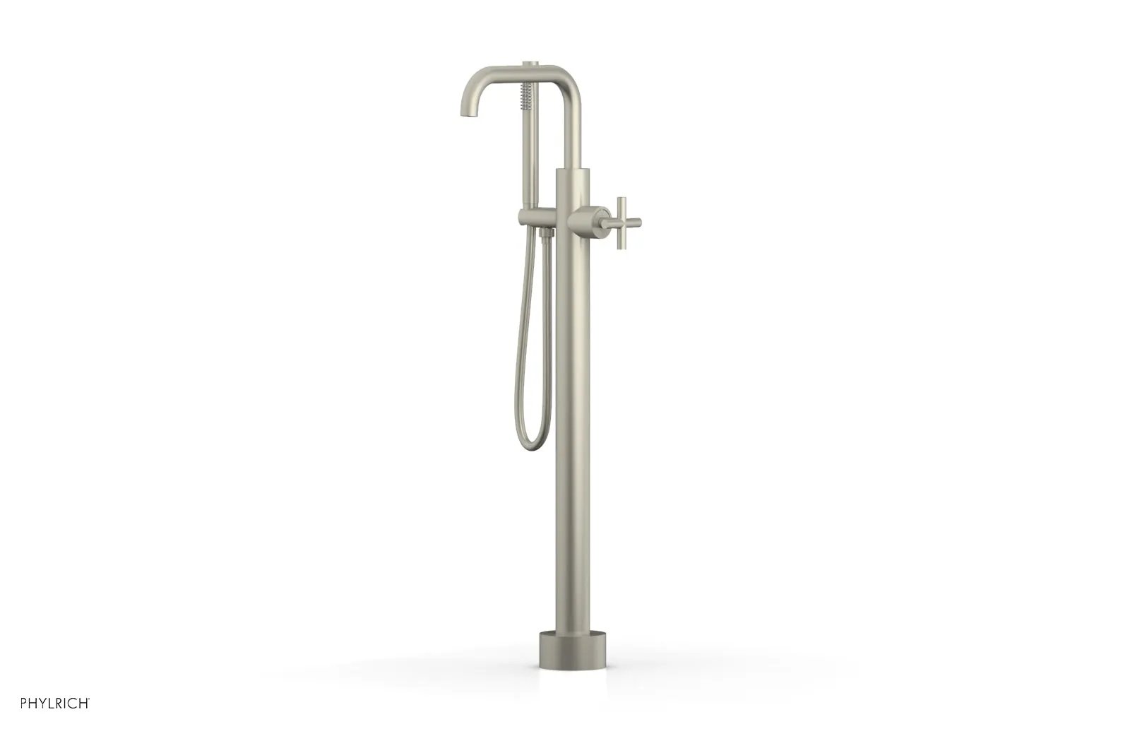Phylrich TRANSITION Tall Floor Mount Tub Filler - Cross Handle with Hand Shower by Phylrich