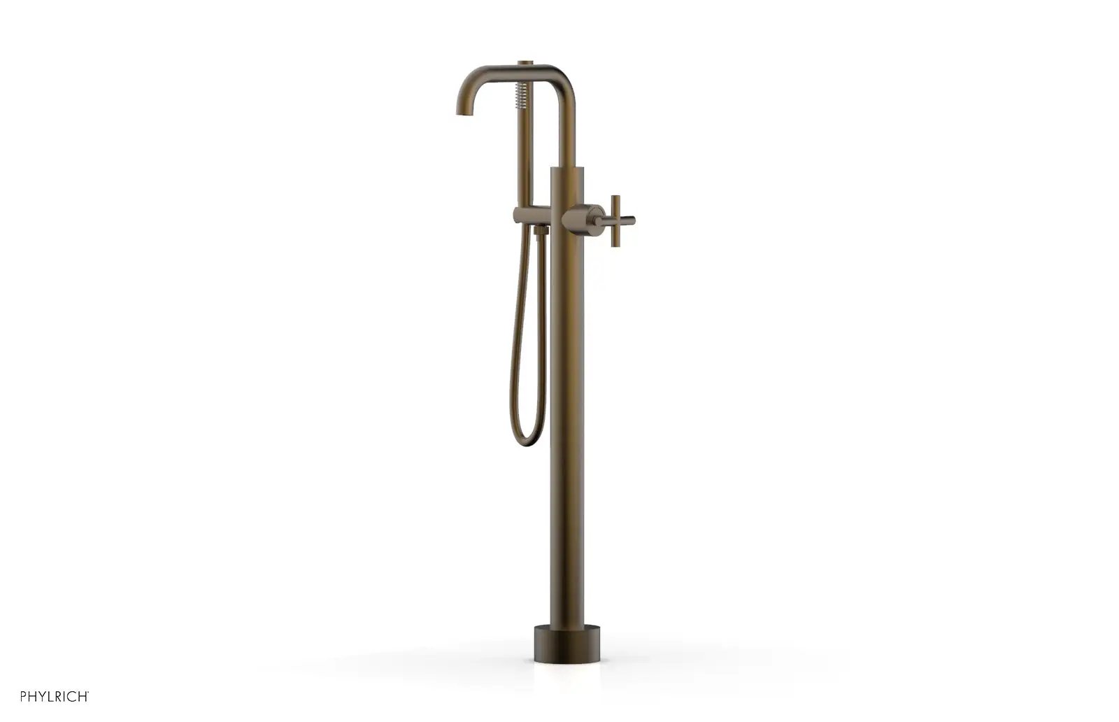 Phylrich TRANSITION Tall Floor Mount Tub Filler - Cross Handle with Hand Shower by Phylrich