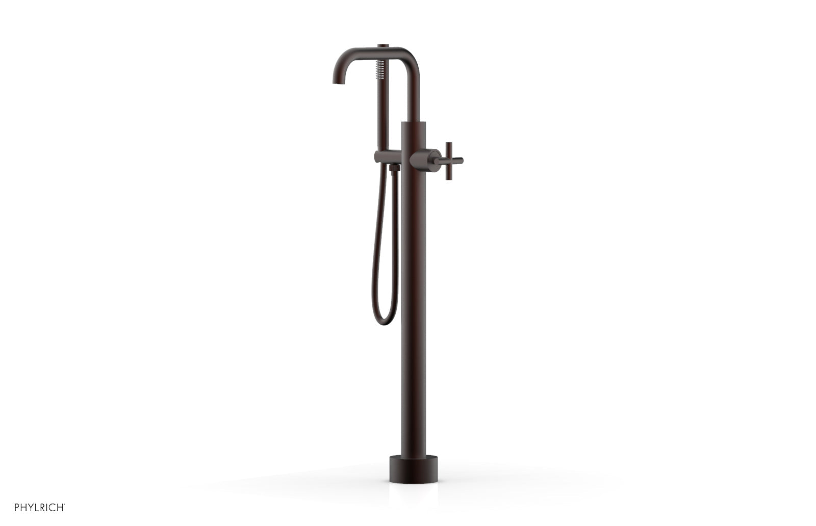 Phylrich TRANSITION Tall Floor Mount Tub Filler - Cross Handle with Hand Shower by Phylrich