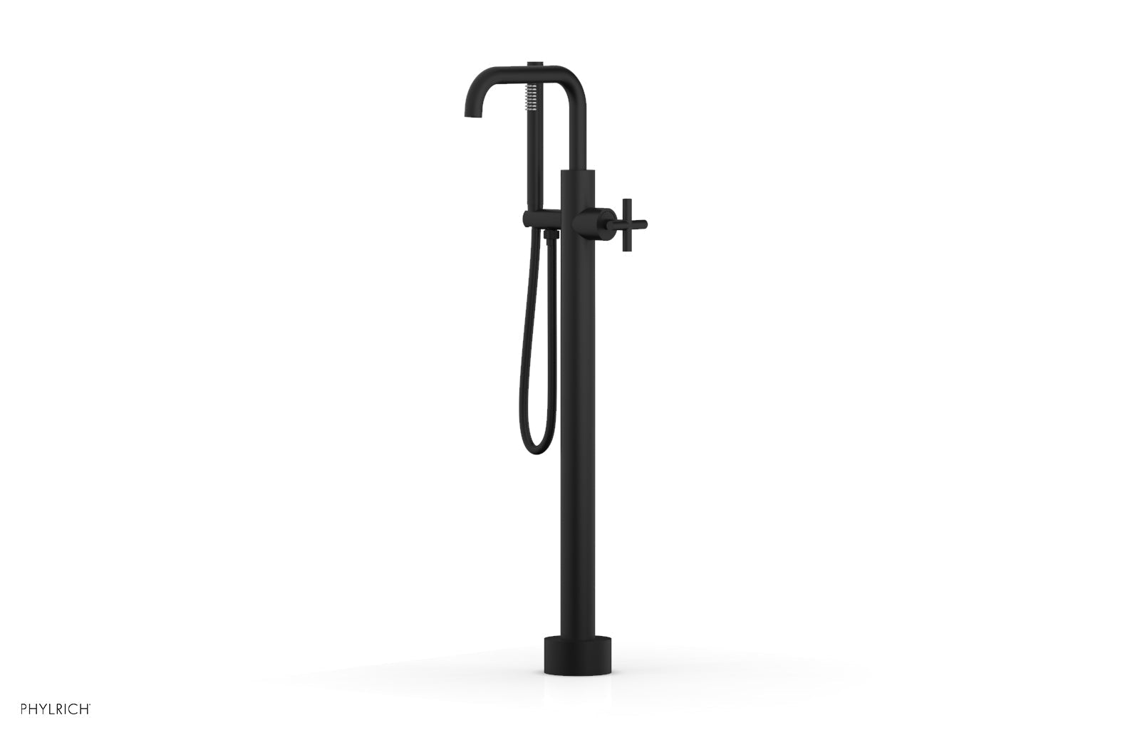 Phylrich TRANSITION Tall Floor Mount Tub Filler - Cross Handle with Hand Shower by Phylrich