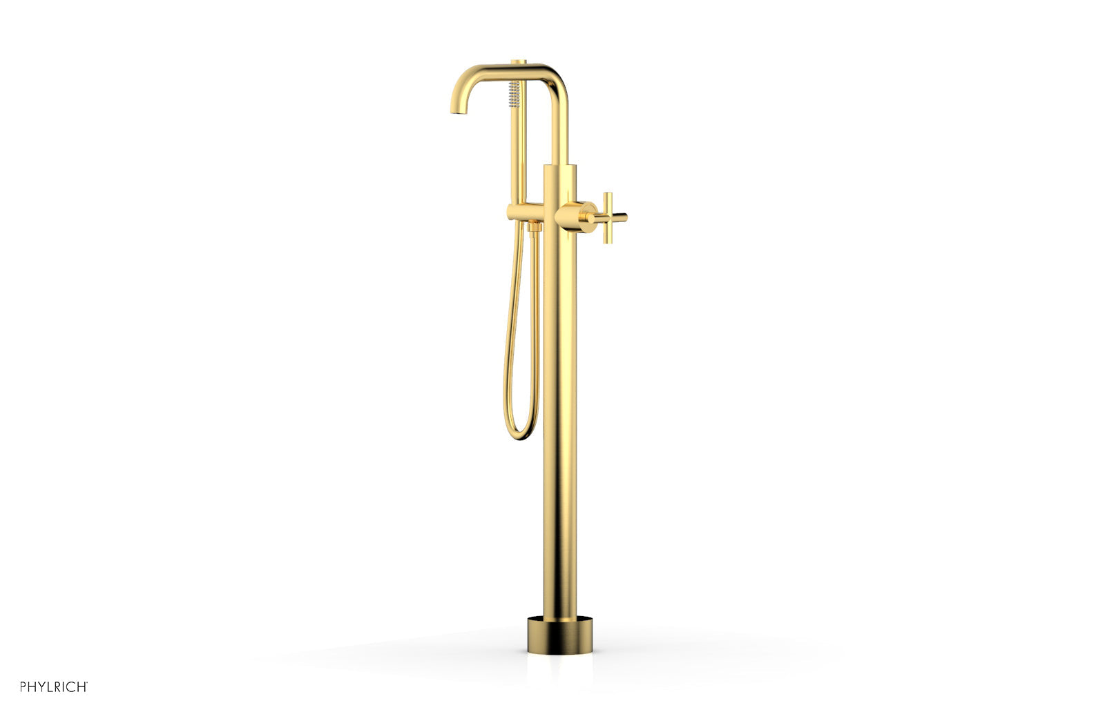 Phylrich TRANSITION Tall Floor Mount Tub Filler - Cross Handle with Hand Shower by Phylrich