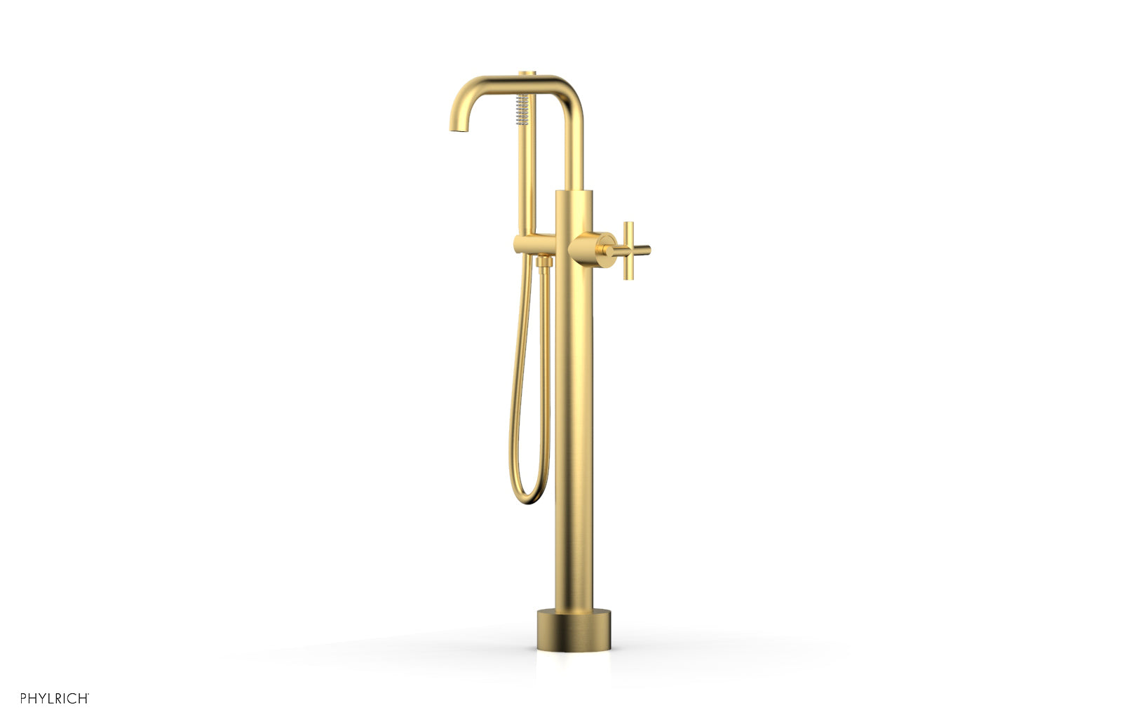 Phylrich TRANSITION Low Floor Mount Tub Filler - Cross Handle with Hand Shower by Phylrich