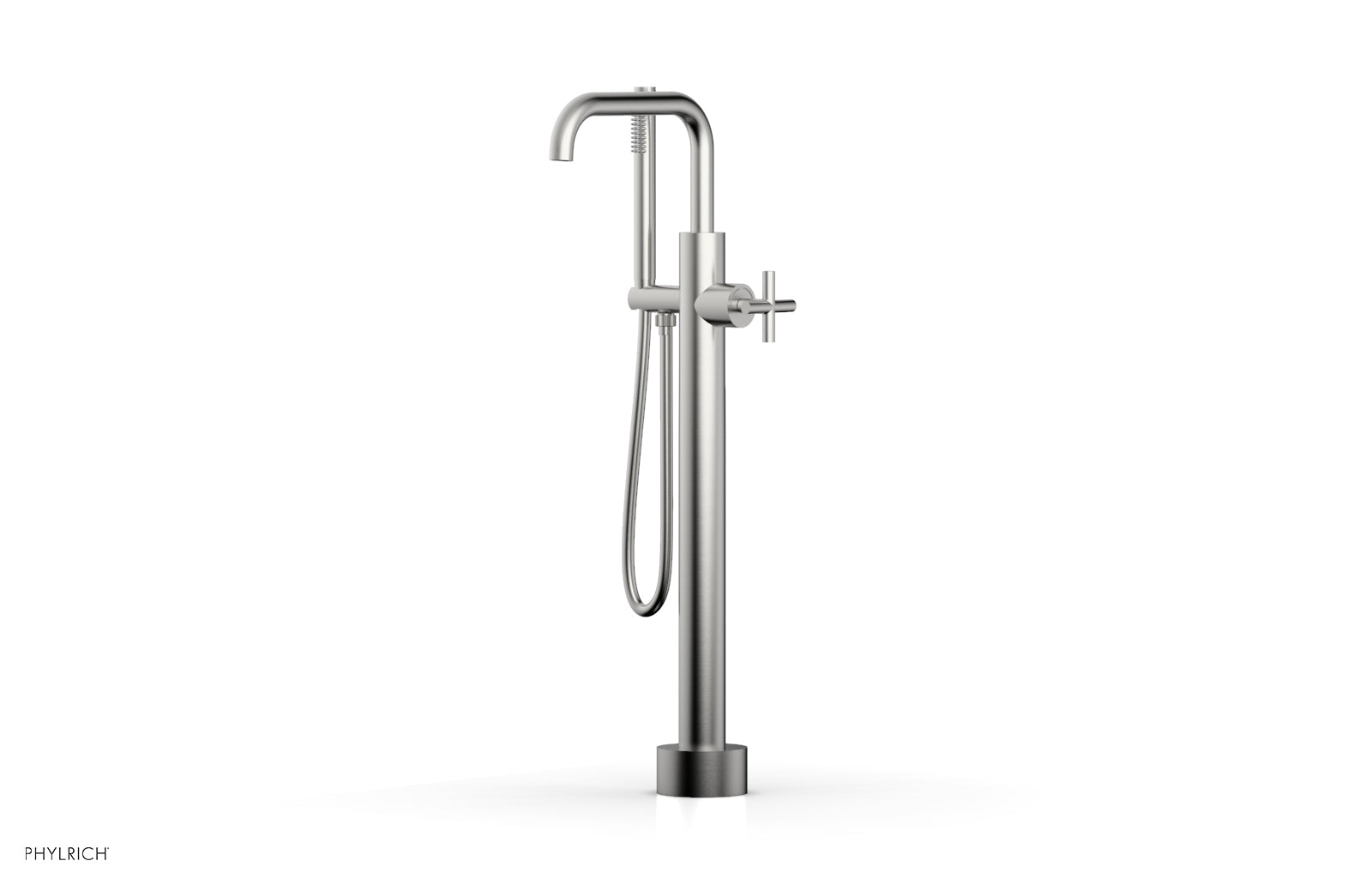 Phylrich TRANSITION Low Floor Mount Tub Filler - Cross Handle with Hand Shower