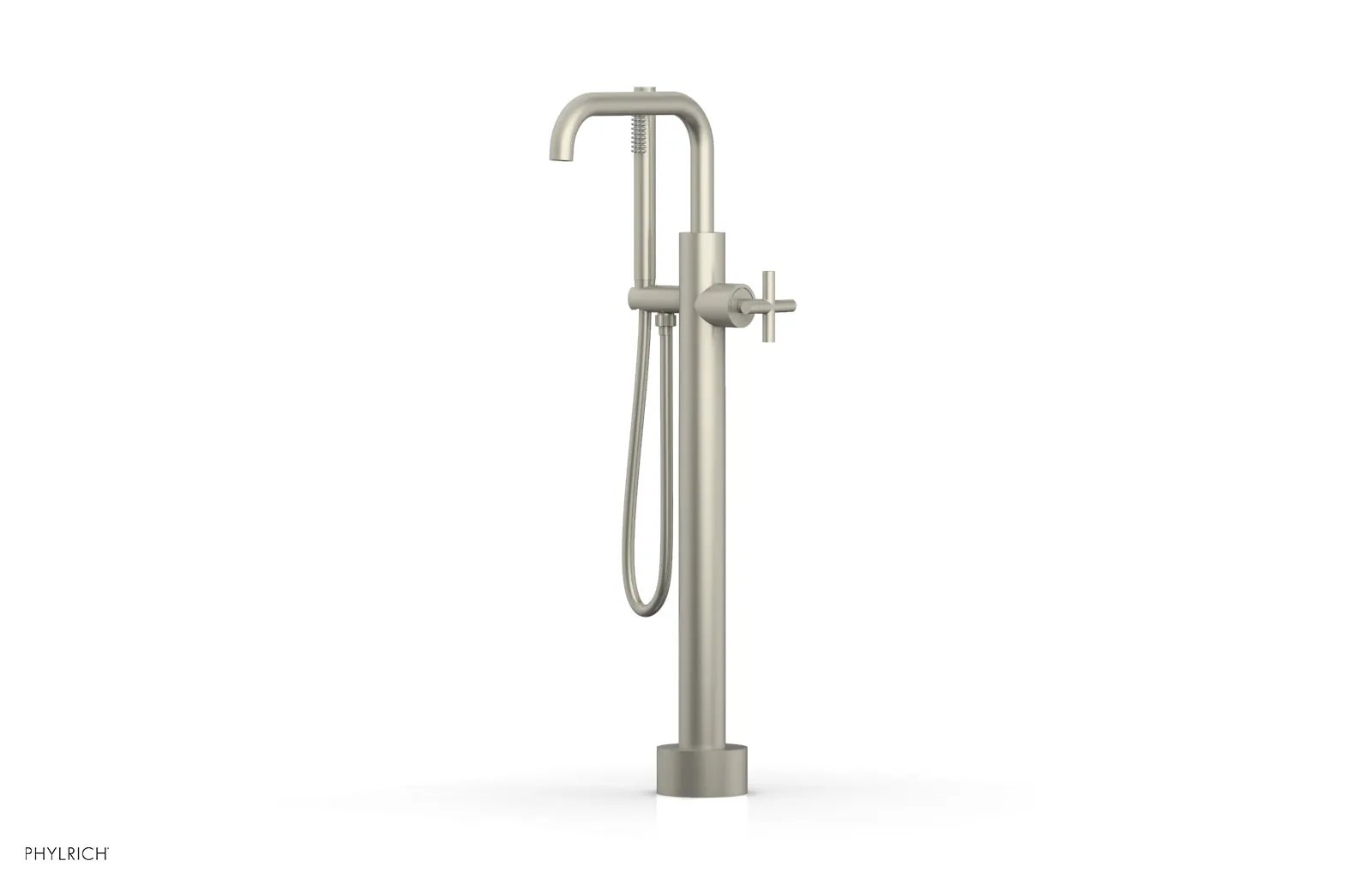 Phylrich TRANSITION Low Floor Mount Tub Filler - Cross Handle with Hand Shower by Phylrich