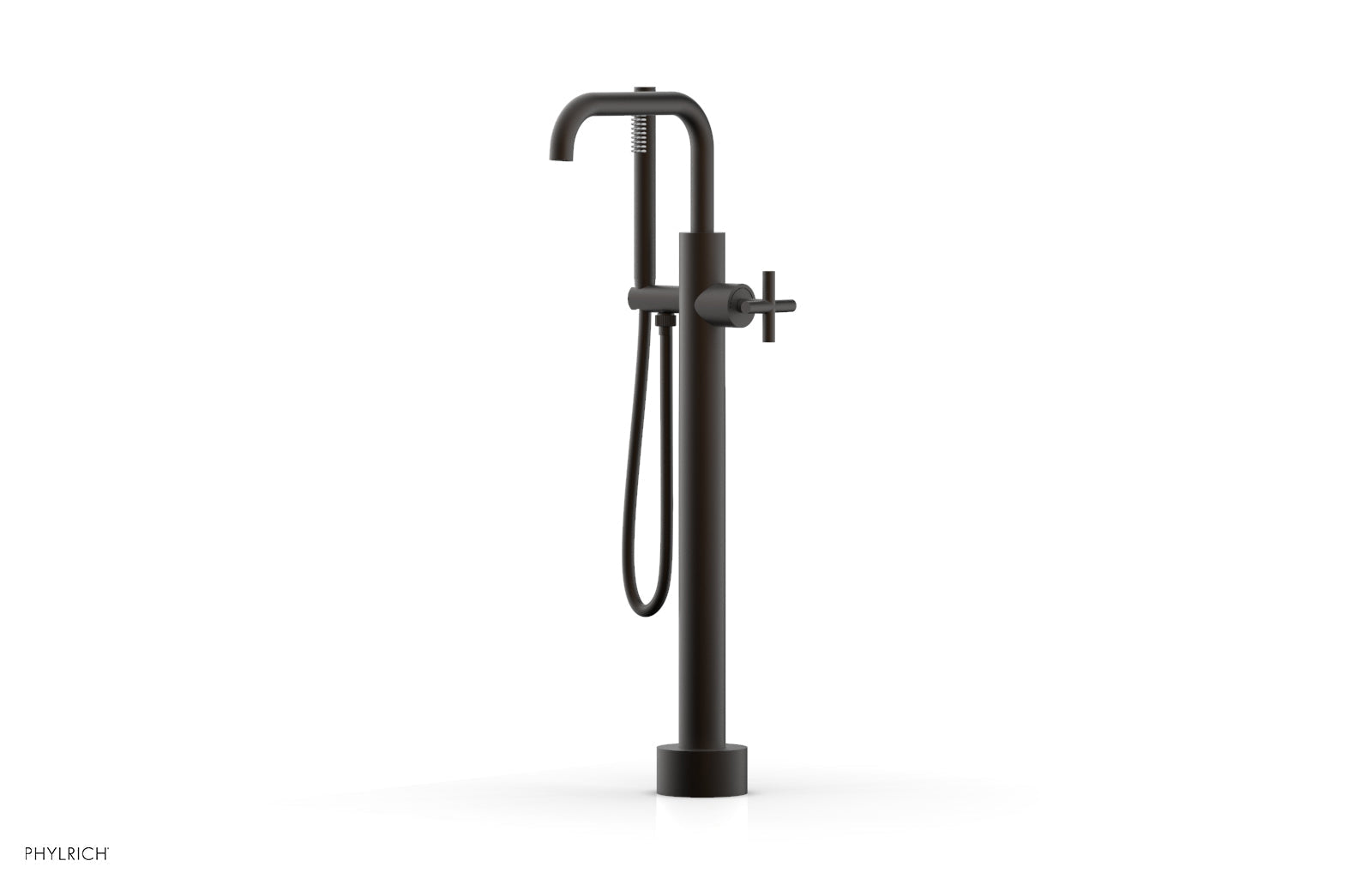 Phylrich TRANSITION Low Floor Mount Tub Filler - Cross Handle with Hand Shower