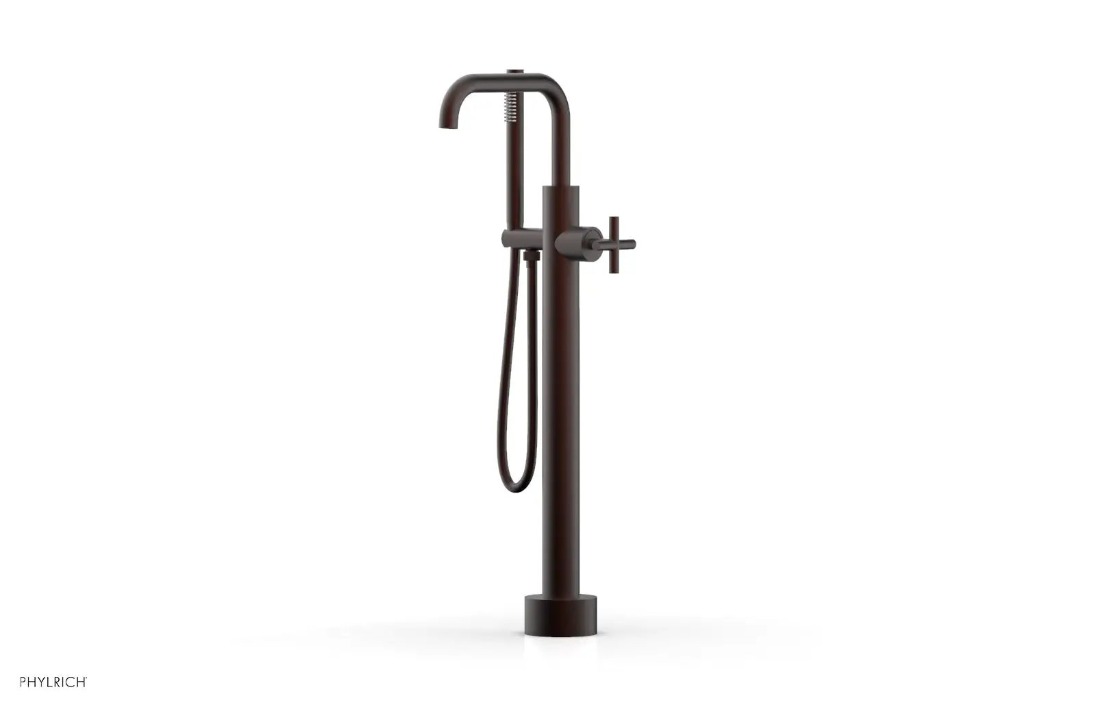 Phylrich TRANSITION Low Floor Mount Tub Filler - Cross Handle with Hand Shower by Phylrich