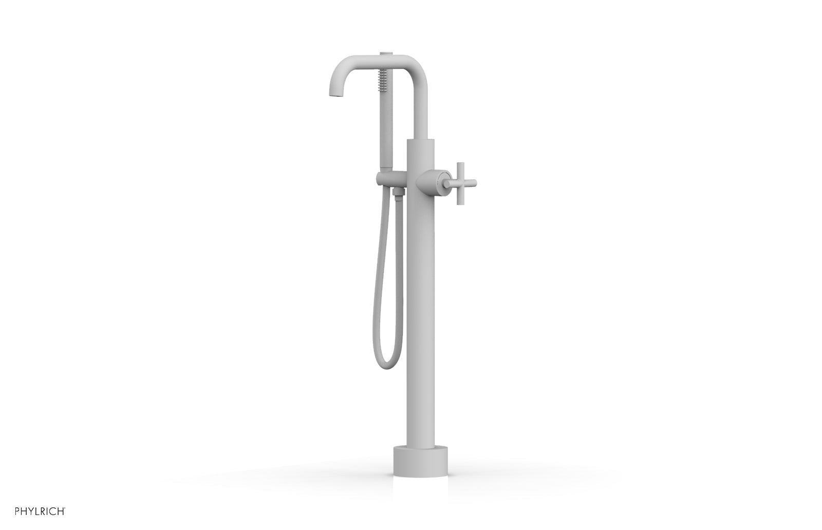 Phylrich TRANSITION Low Floor Mount Tub Filler - Cross Handle with Hand Shower