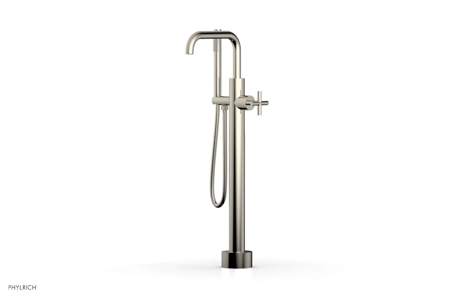 Phylrich TRANSITION Low Floor Mount Tub Filler - Cross Handle with Hand Shower by Phylrich
