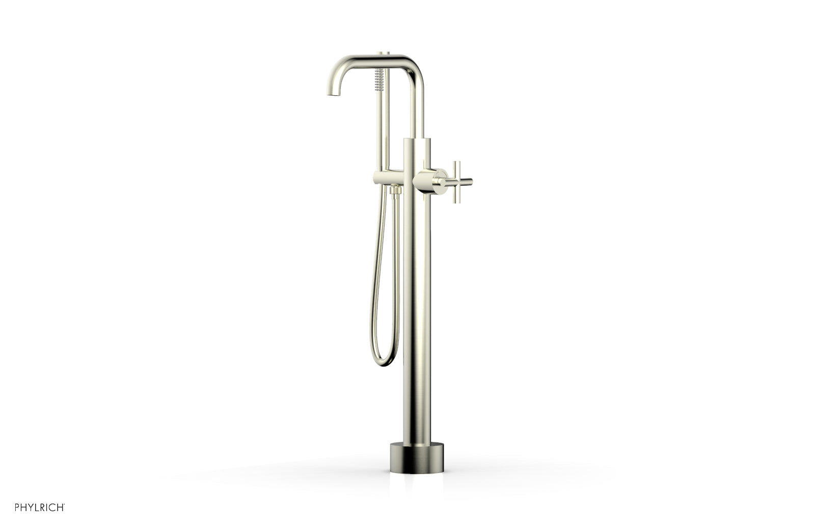 Phylrich TRANSITION Low Floor Mount Tub Filler - Cross Handle with Hand Shower by Phylrich