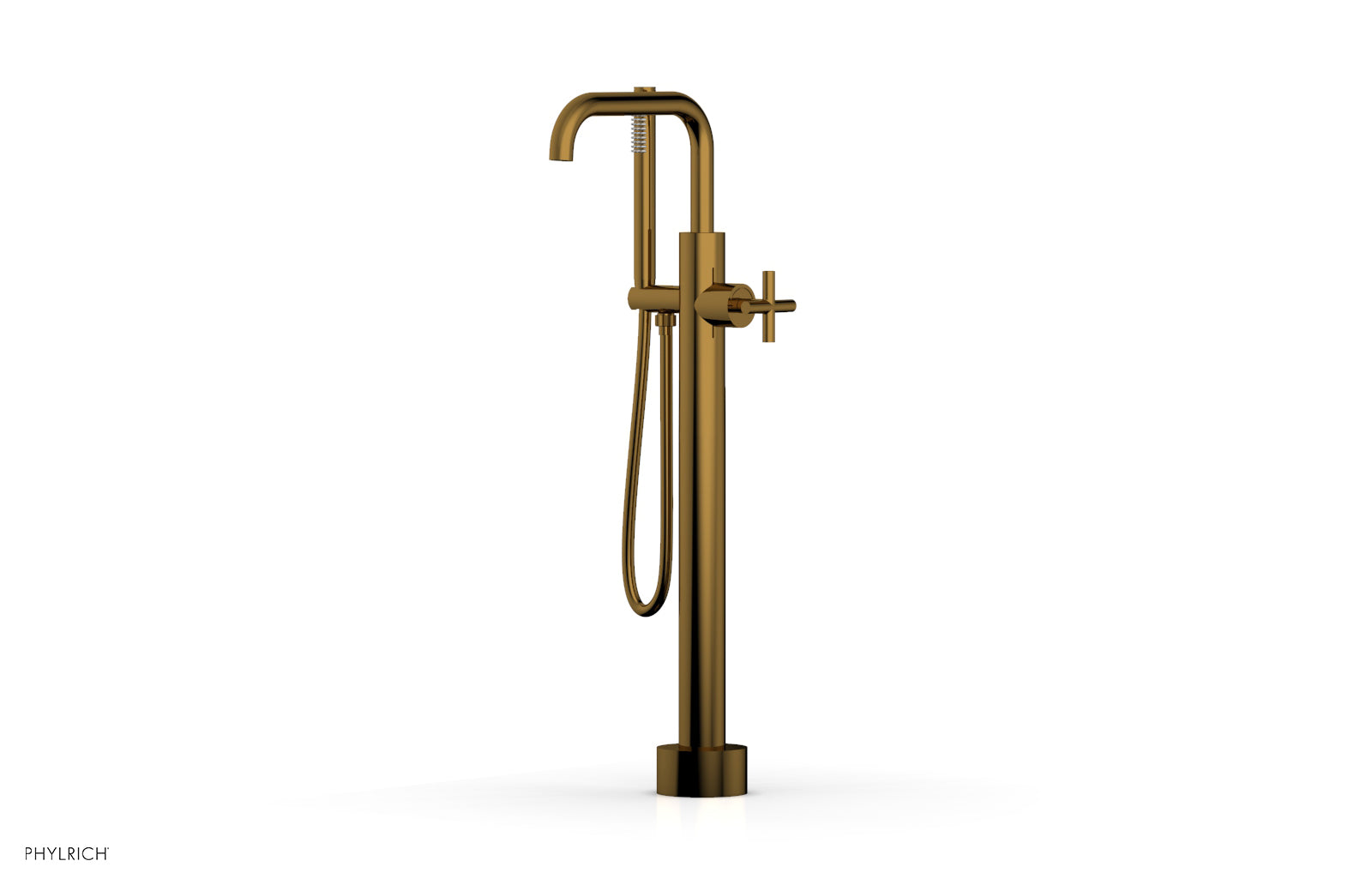 Phylrich TRANSITION Low Floor Mount Tub Filler - Cross Handle with Hand Shower by Phylrich
