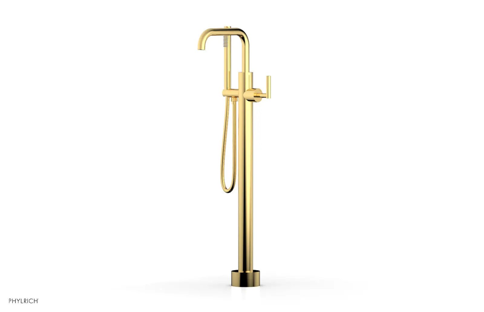 Phylrich TRANSITION Tall Floor Mount Tub Filler - Lever Handle with Hand Shower by Phylrich