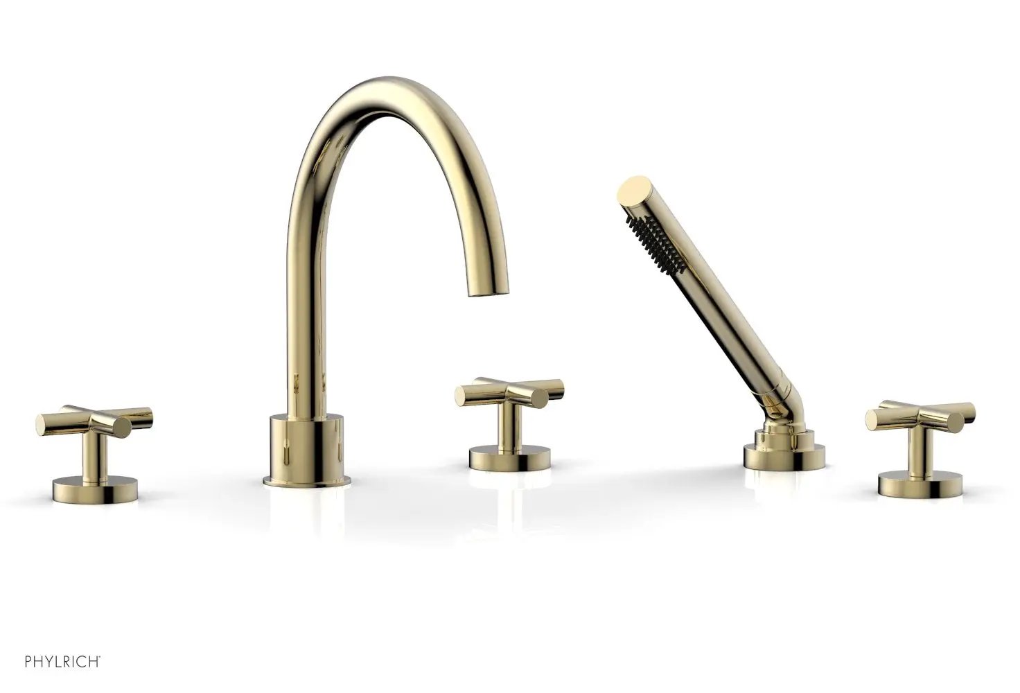Phylrich TRANSITION Deck Tub Set with Hand Shower - Cross Handles by Phylrich