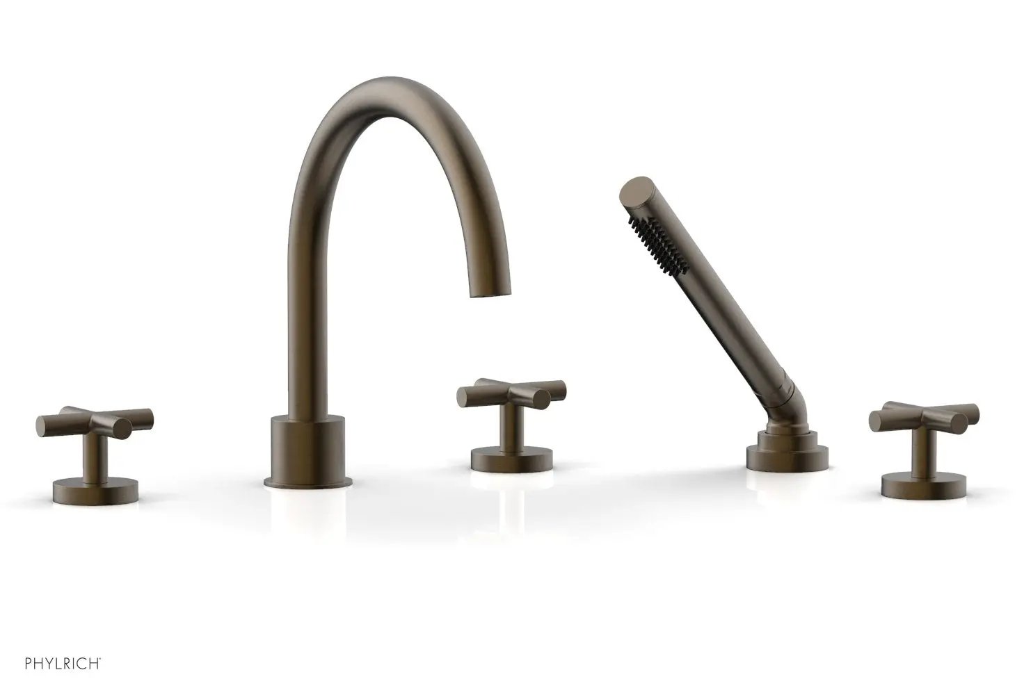 Phylrich TRANSITION Deck Tub Set with Hand Shower - Cross Handles by Phylrich